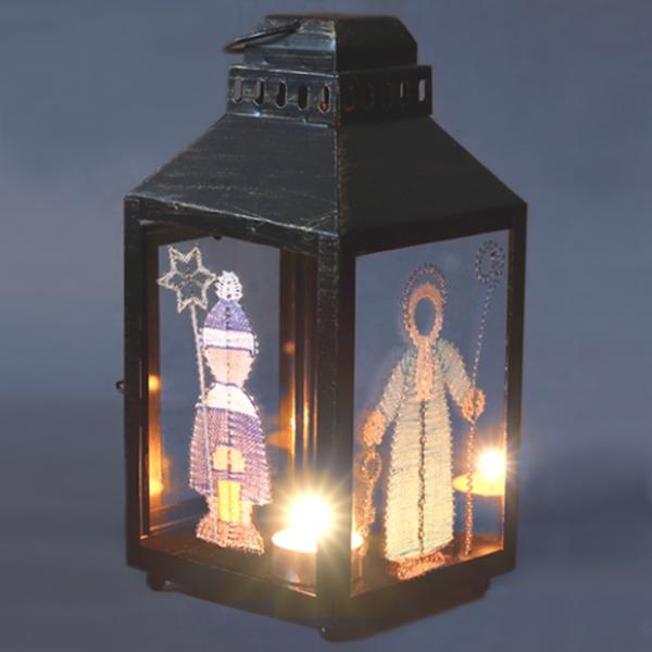 517 Klöppelbrief 2 Motive Erzgebirgsweihnacht  "Petrus und Kurrende-Kind"